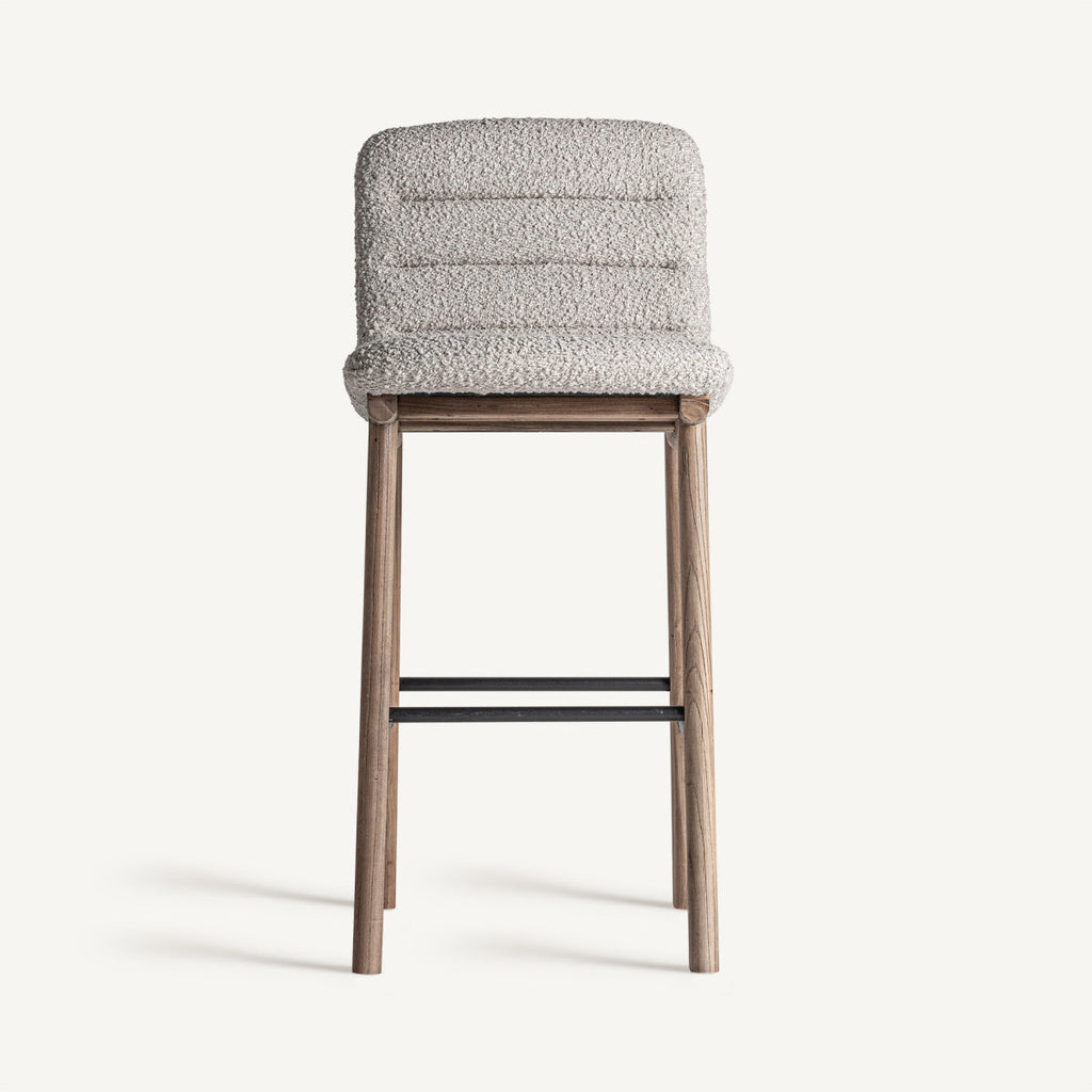 Chaise de bar en tissu beige | Jacquard VICAL