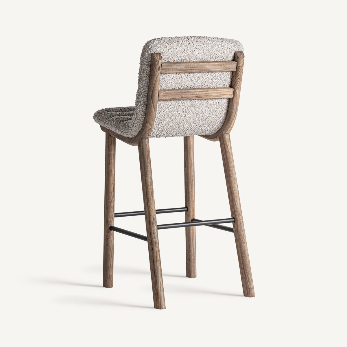 Chaise de bar en tissu beige | Jacquard VICAL