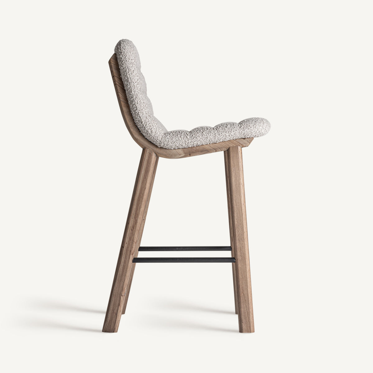 Chaise de bar en tissu beige | Jacquard VICAL