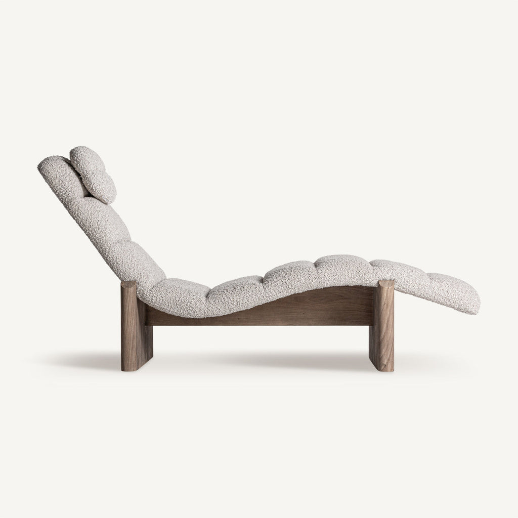 Chaise longue en tissu beige | Jacquard VICAL