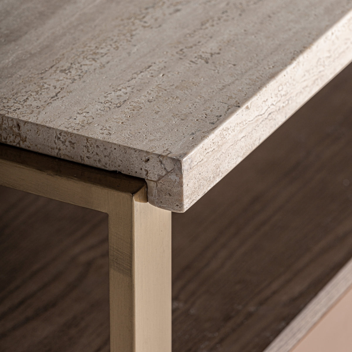 Commode en travertin beige et bois | Vical Monza