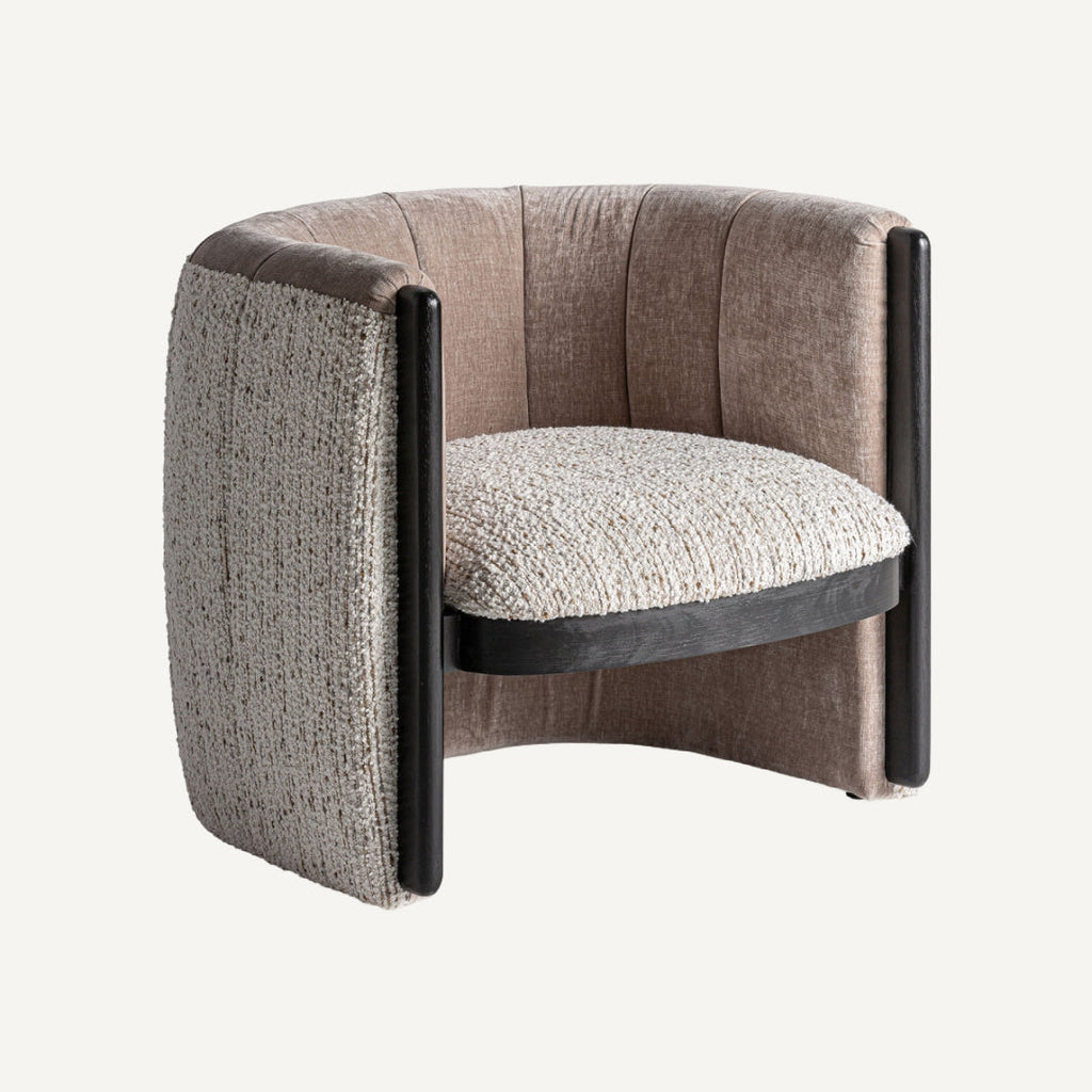 Fauteuil bouclé crème et pin noir | Vical Erbach
