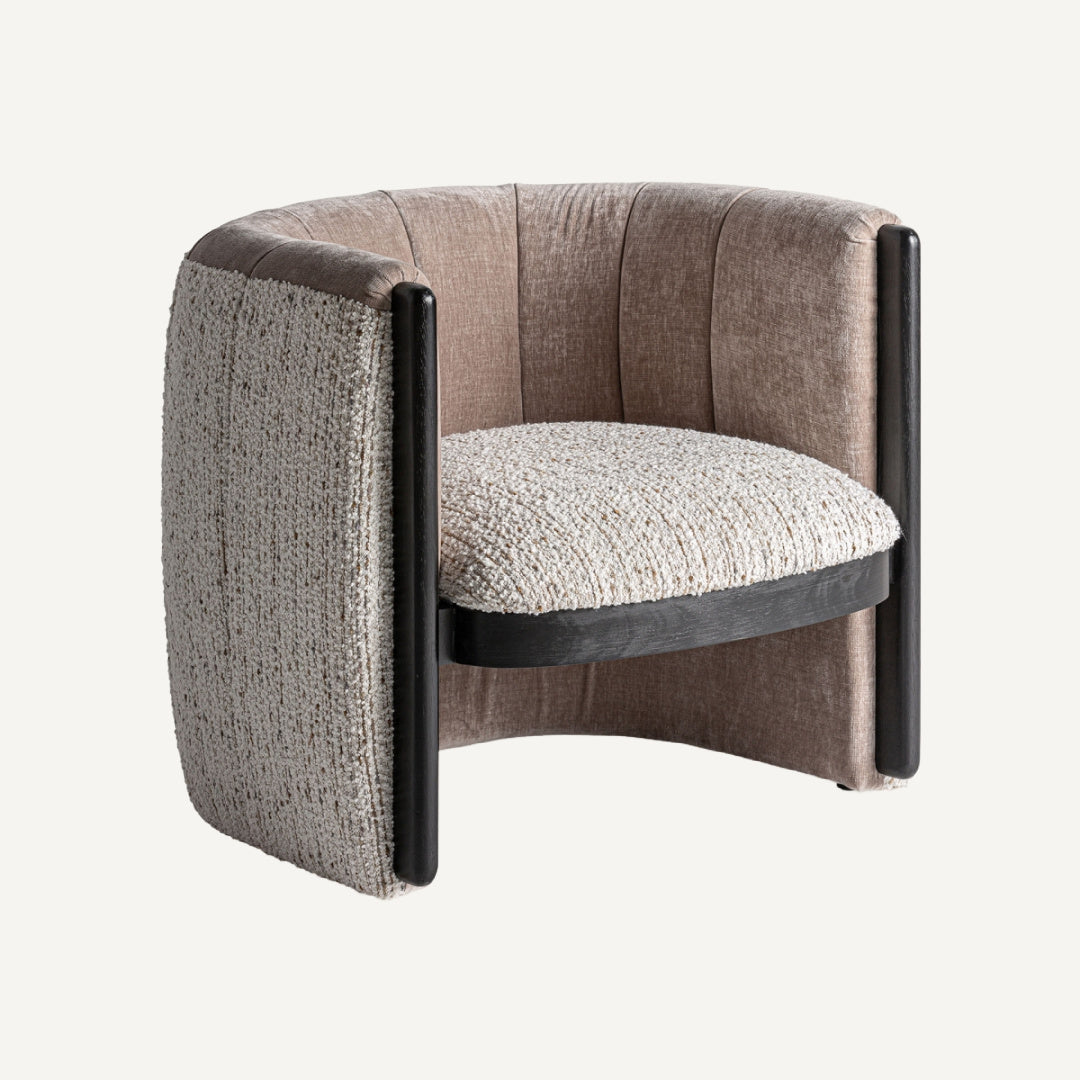 Fauteuil bouclé crème et pin noir | Vical Erbach