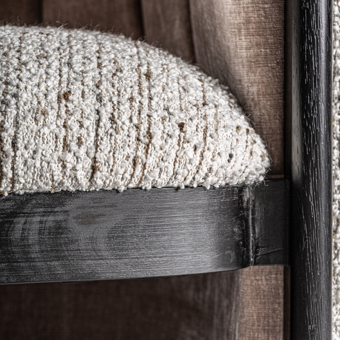 Fauteuil bouclé crème et pin noir | Vical Erbach