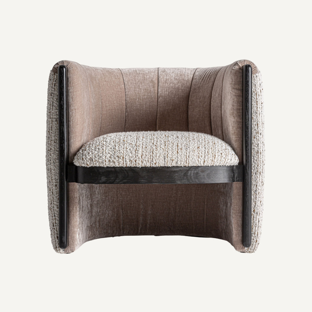 Fauteuil bouclé crème et pin noir | Vical Erbach