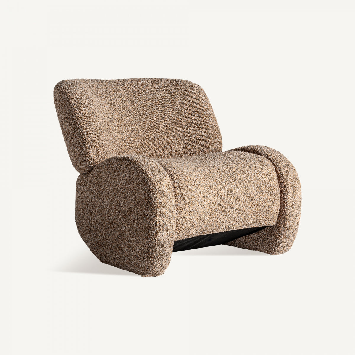 Fauteuil bouclé marron et bois de pin | VICAL Ibsen