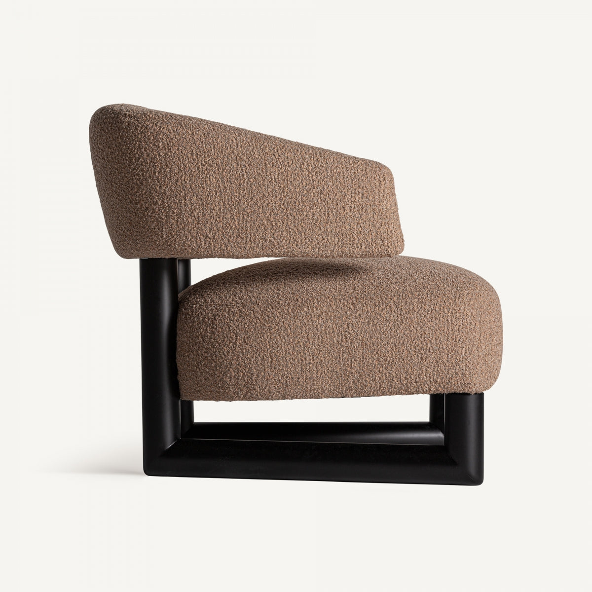 Fauteuil bouclé marron et bois de pin | VICAL Irvin