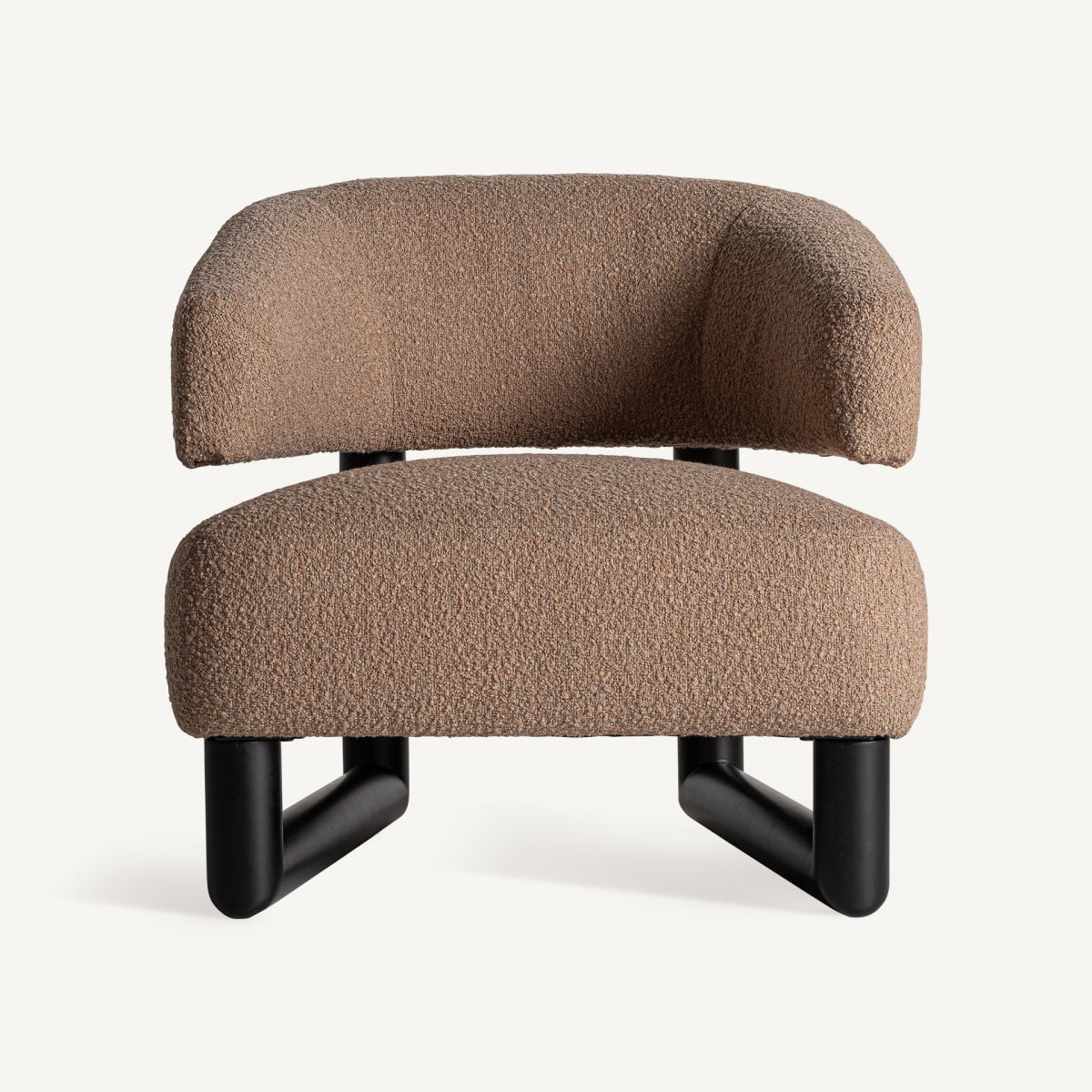 Fauteuil bouclé marron et bois de pin | VICAL Irvin