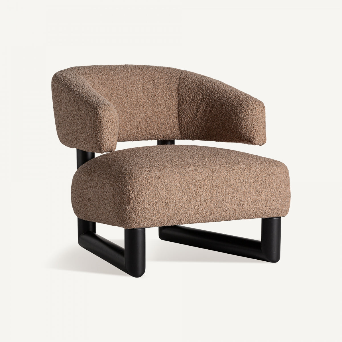 Fauteuil bouclé marron et bois de pin | VICAL Irvin
