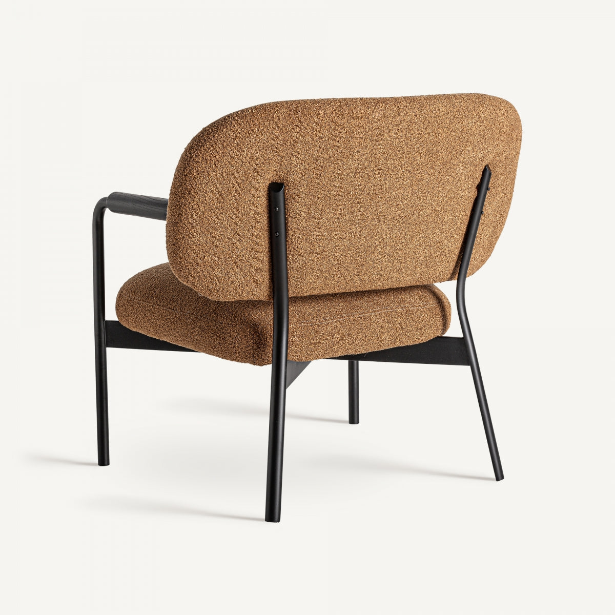 Fauteuil bouclé ocre et bois de pin | VICAL Jessie