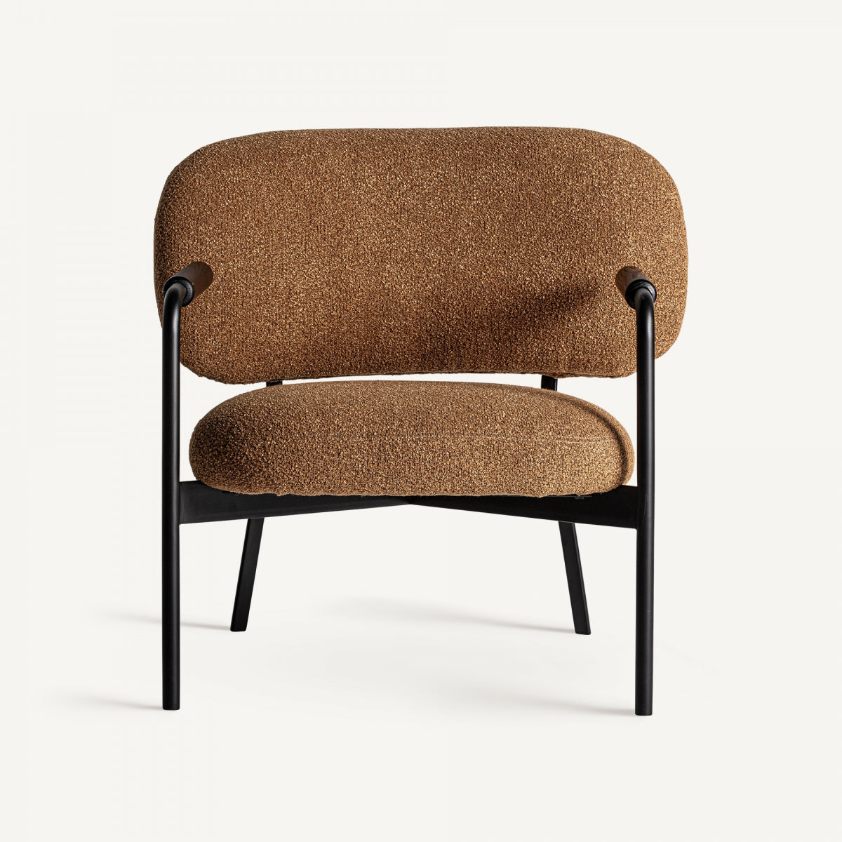 Fauteuil bouclé ocre et bois de pin | VICAL Jessie