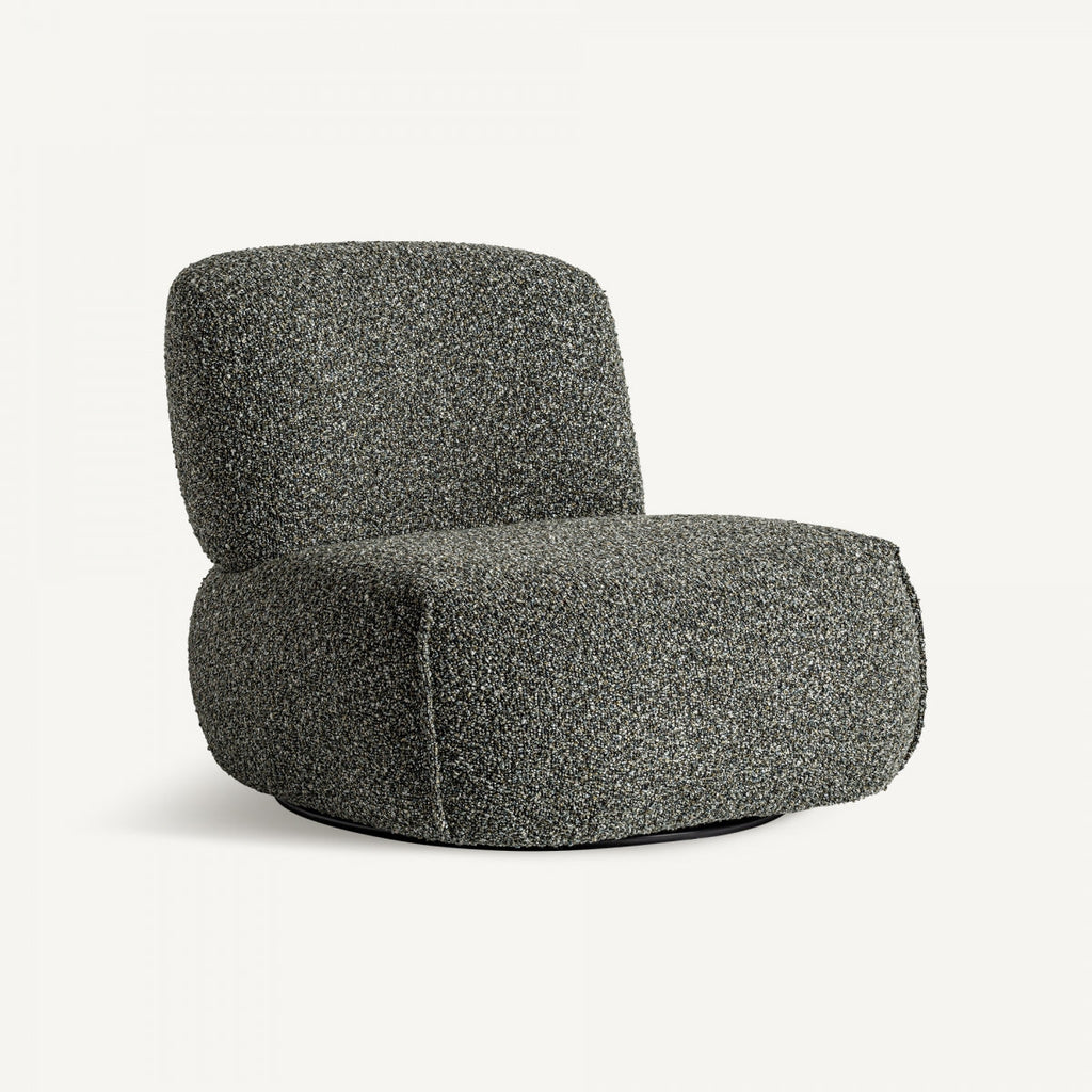 Fauteuil bouclé vert et bois de pin | Ken VICAL