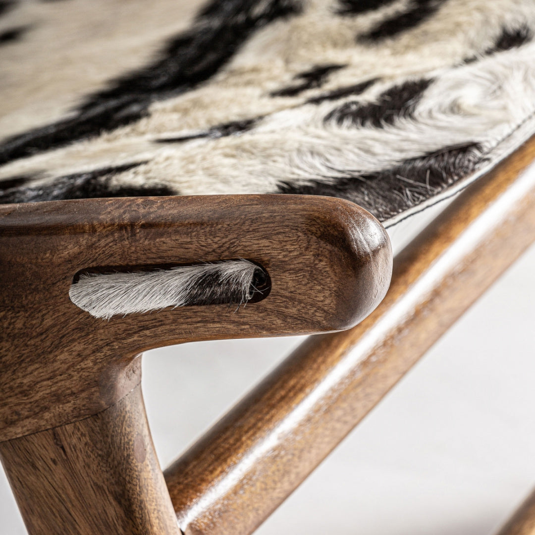 Fauteuil d'appoint en cuir et bois de manguier | Vical Helfaut
