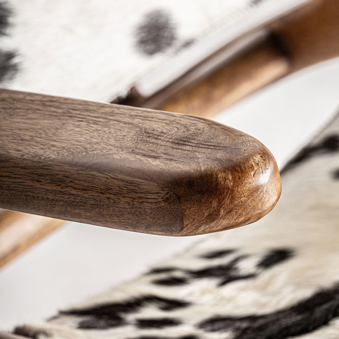 Fauteuil d'appoint en cuir et bois de manguier | Vical Helfaut