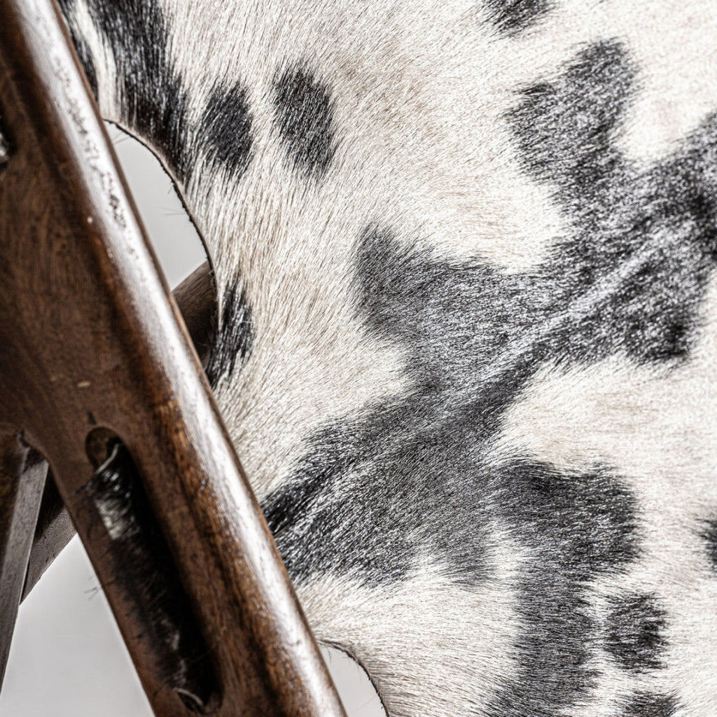 Fauteuil d'appoint en cuir et bois de manguier | Vical Helfaut