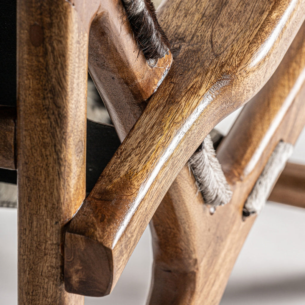 Fauteuil d'appoint en cuir et bois de manguier | Vical Helfaut