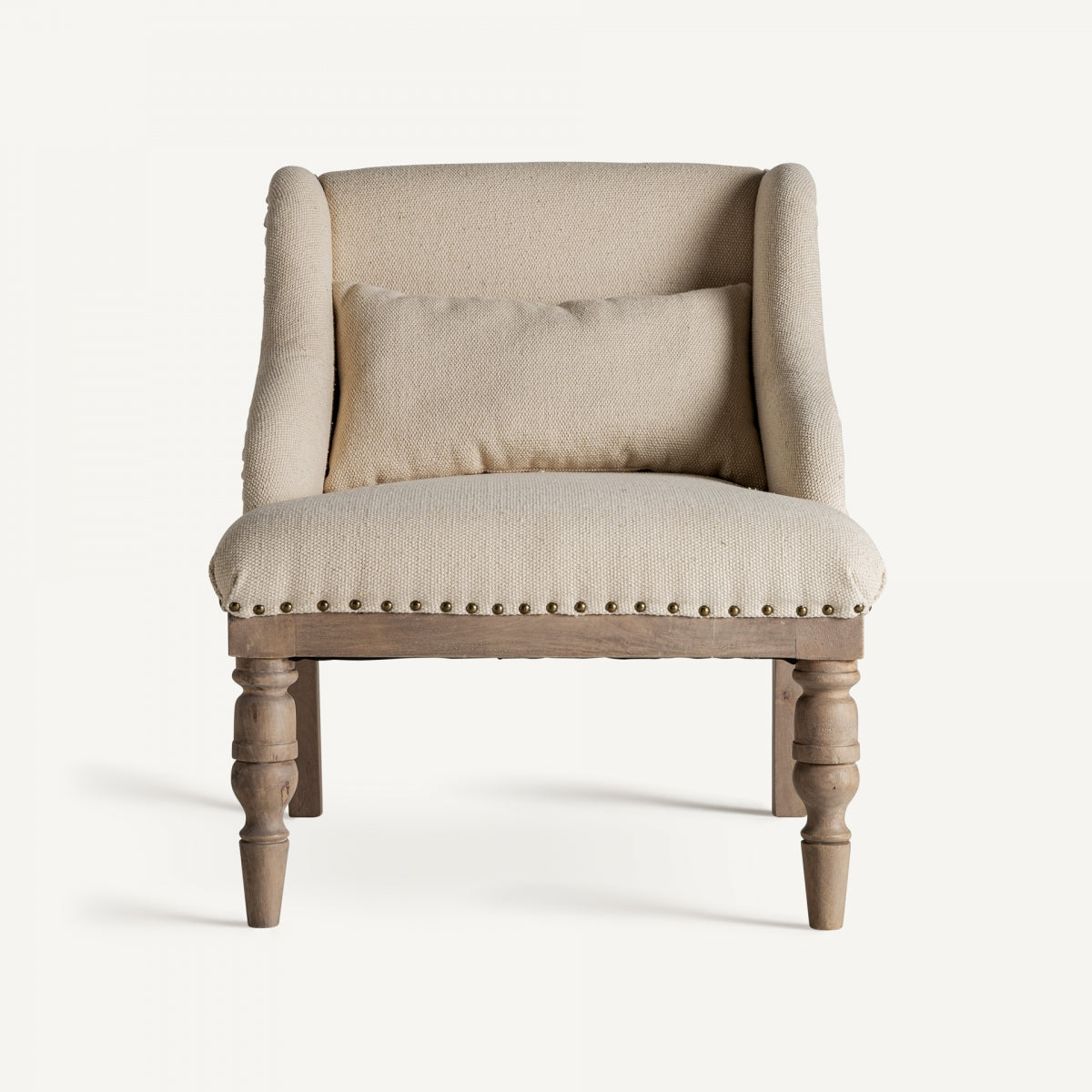 Fauteuil d'appoint en manguier et tissu beige | Vical Objat
