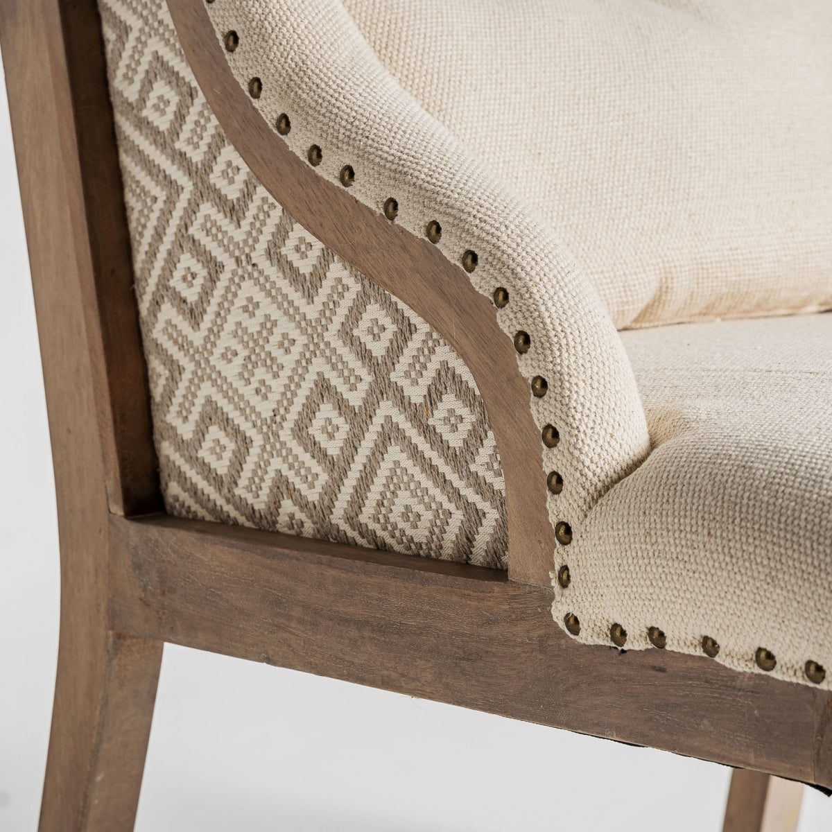 Fauteuil d'appoint en manguier et tissu beige | Vical Objat