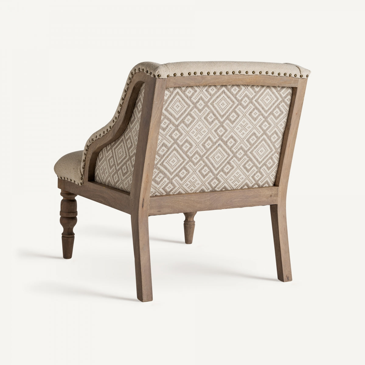 Fauteuil d'appoint en manguier et tissu beige | Vical Objat
