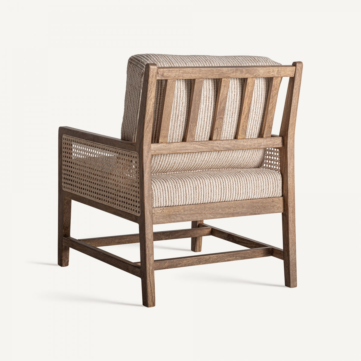 Fauteuil d'appoint en manguier, osier et tissu beige | Vical Romanand
