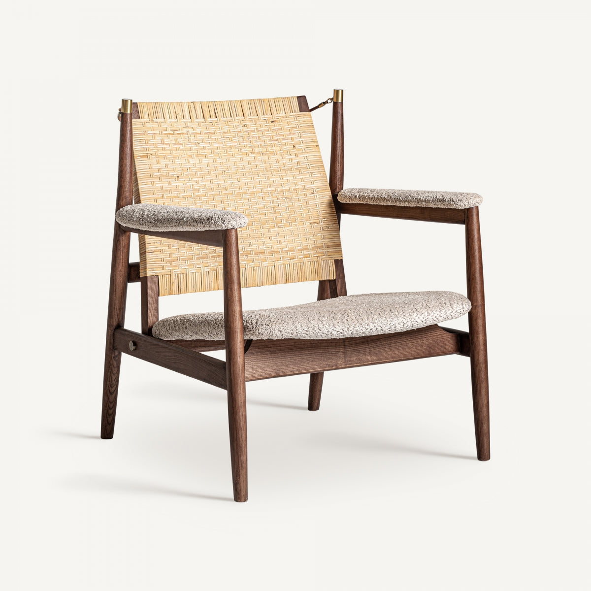 Fauteuil d'appoint en rotin bouclé crème | Vical Hunxe