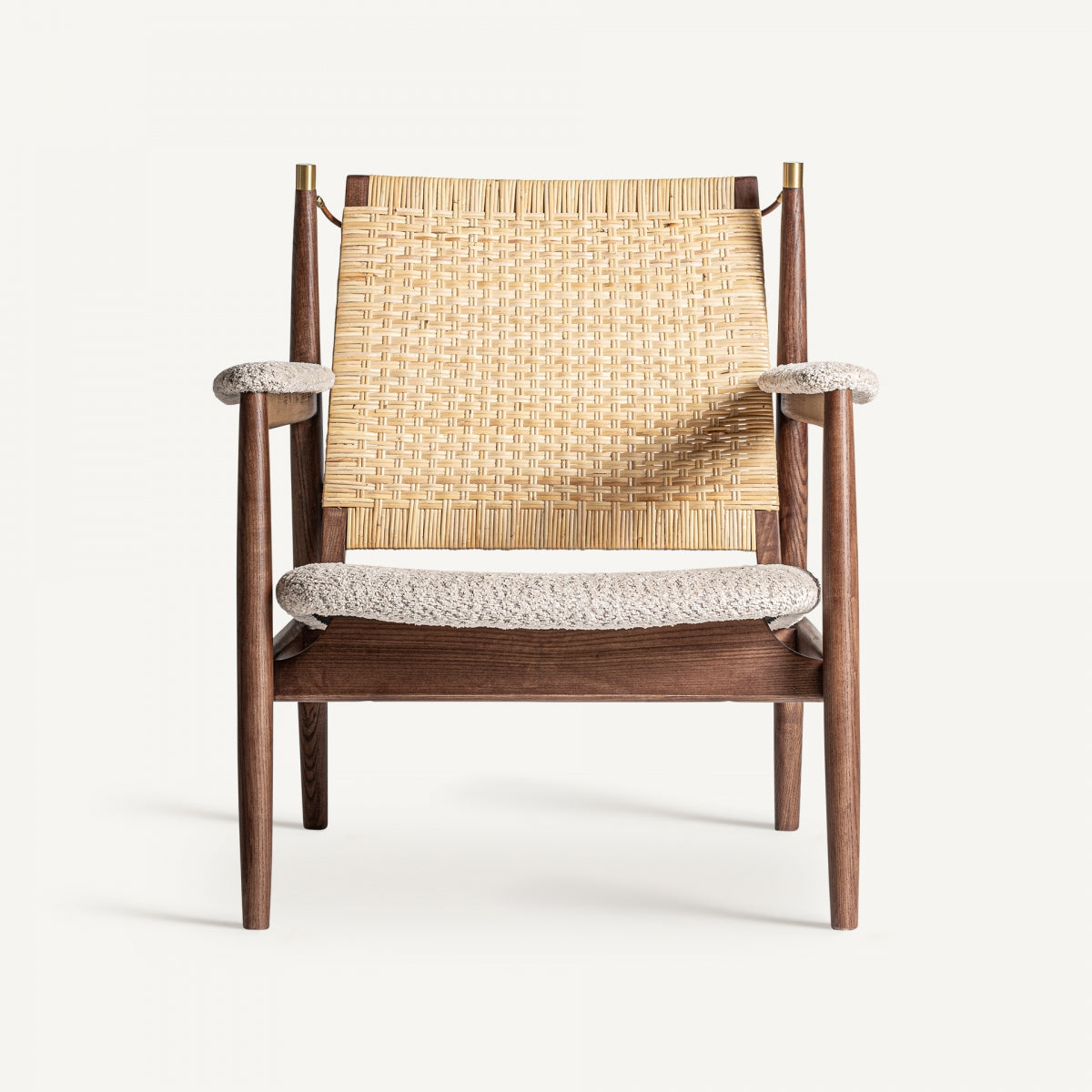 Fauteuil d'appoint en rotin bouclé crème | Vical Hunxe