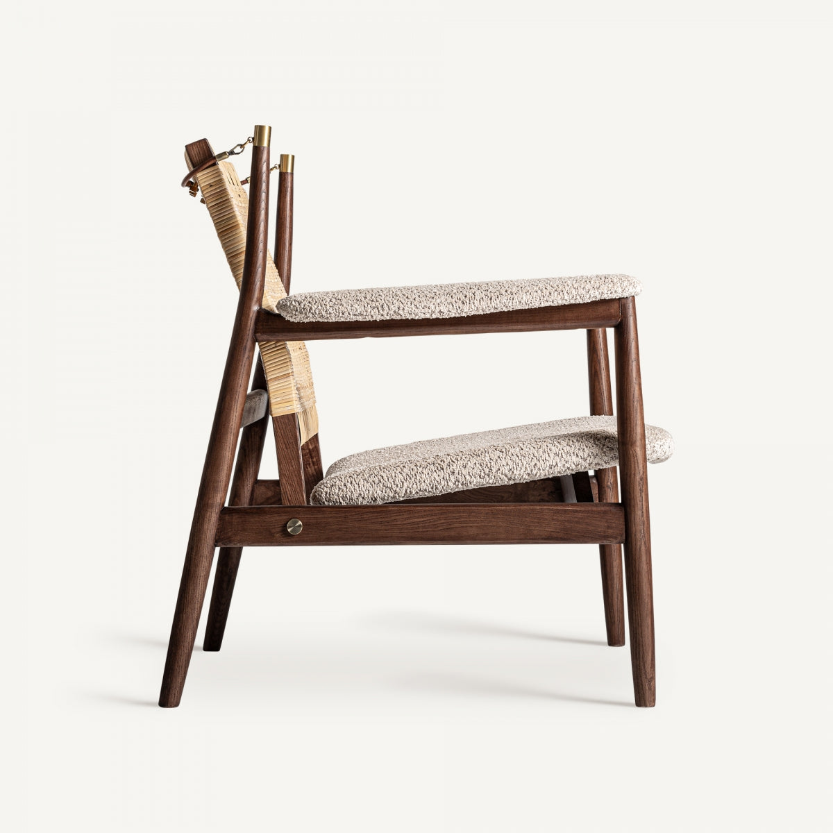 Fauteuil d'appoint en rotin bouclé crème | Vical Hunxe