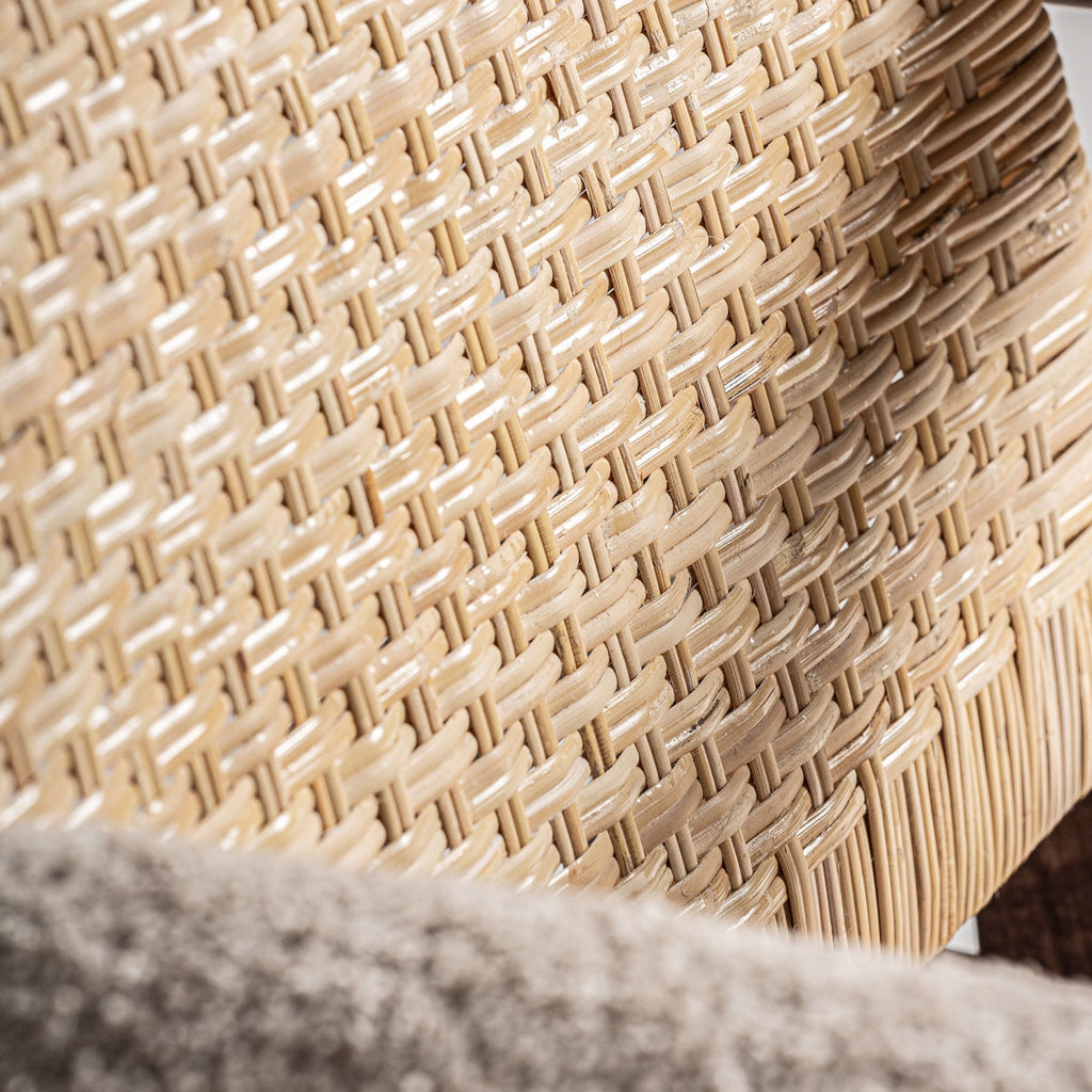 Fauteuil d'appoint en rotin bouclé crème | Vical Hunxe