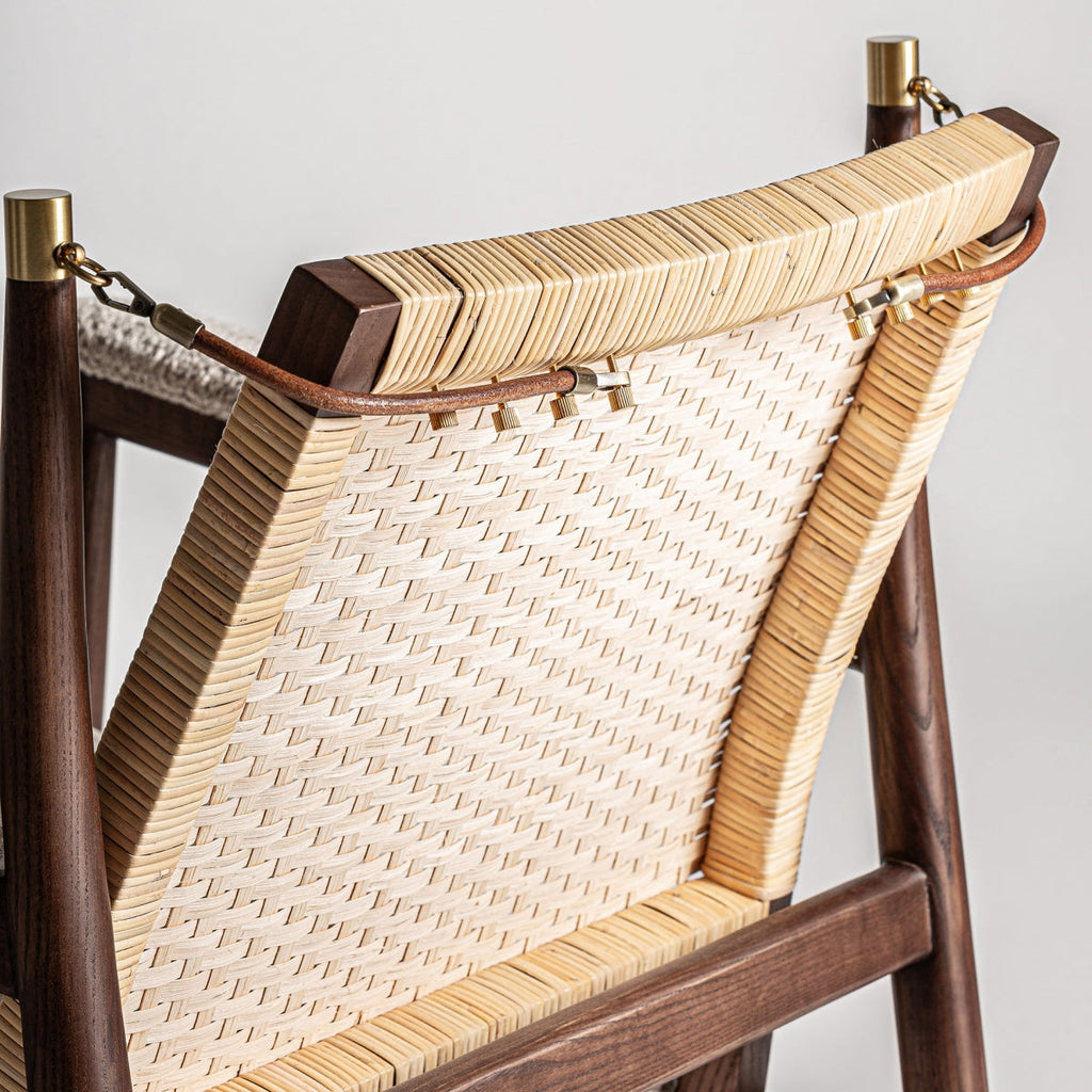 Fauteuil d'appoint en rotin bouclé crème | Vical Hunxe