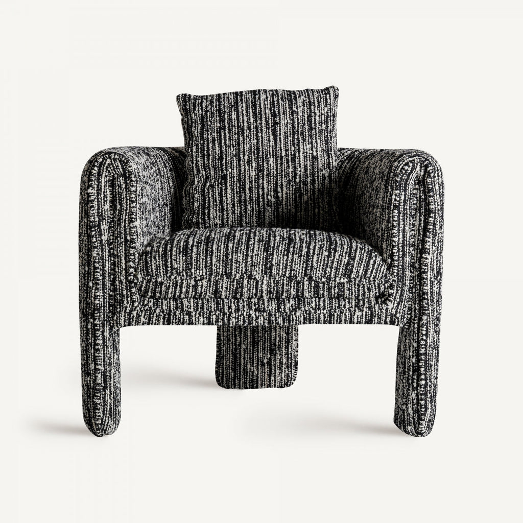 Fauteuil d'appoint en tissu noir et blanc marbré | Vical Kostov