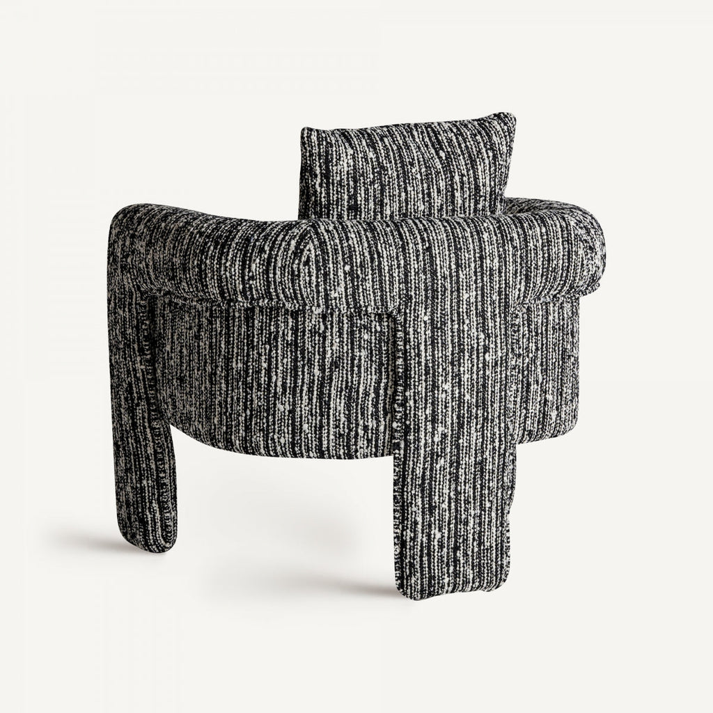 Fauteuil d'appoint en tissu noir et blanc marbré | Vical Kostov