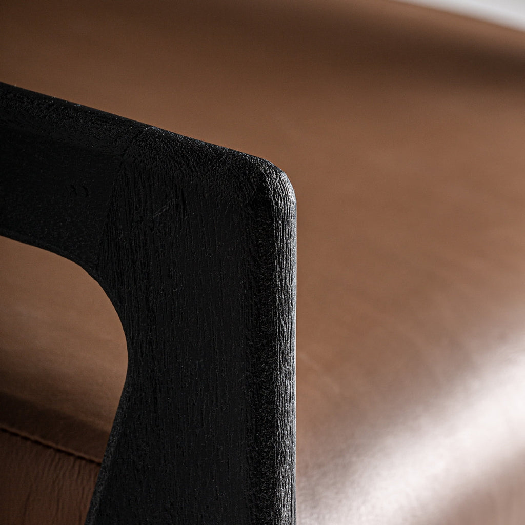Fauteuil en cuir et bois d'acacia noir | VICAL Beslon