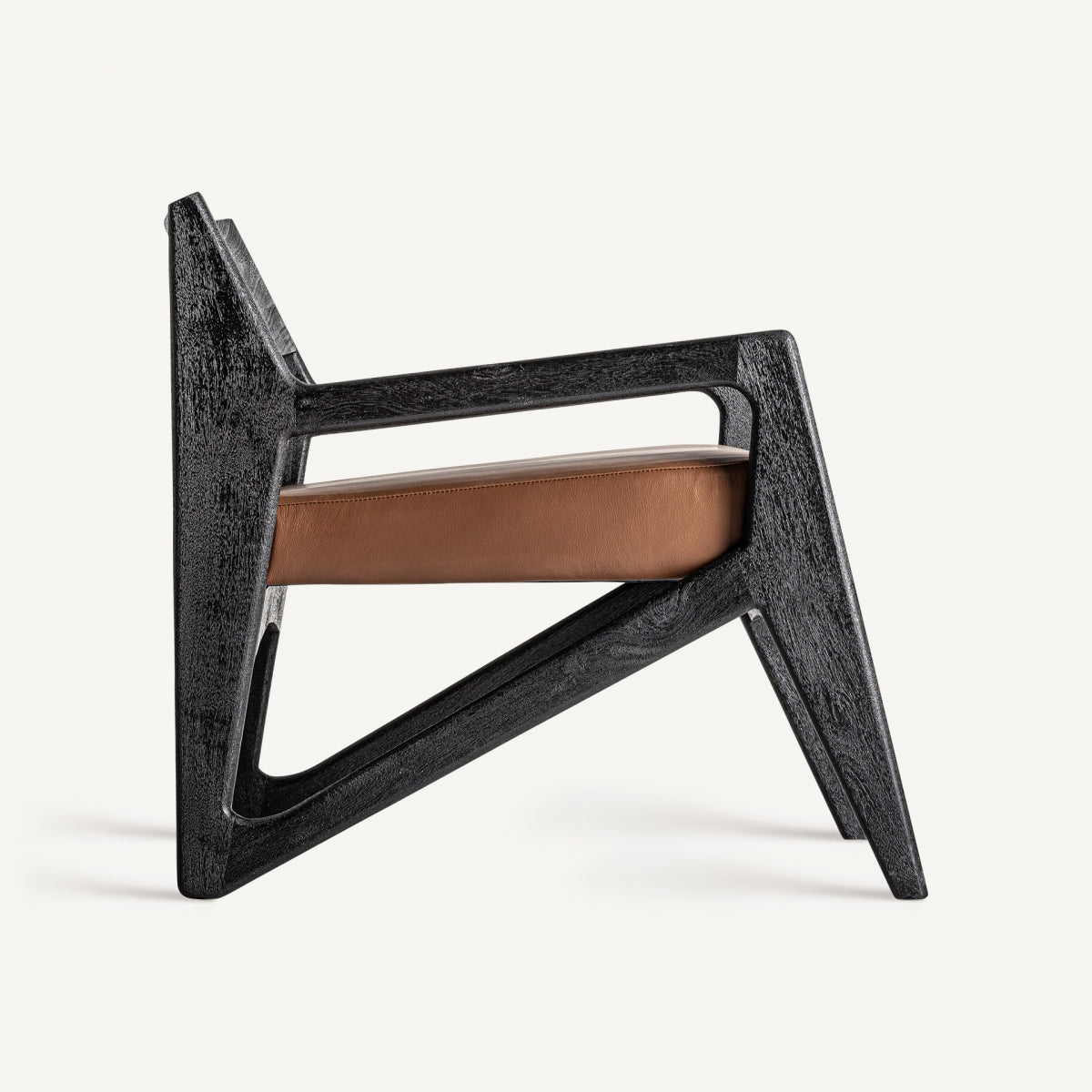 Fauteuil en cuir et bois d'acacia noir | VICAL Beslon