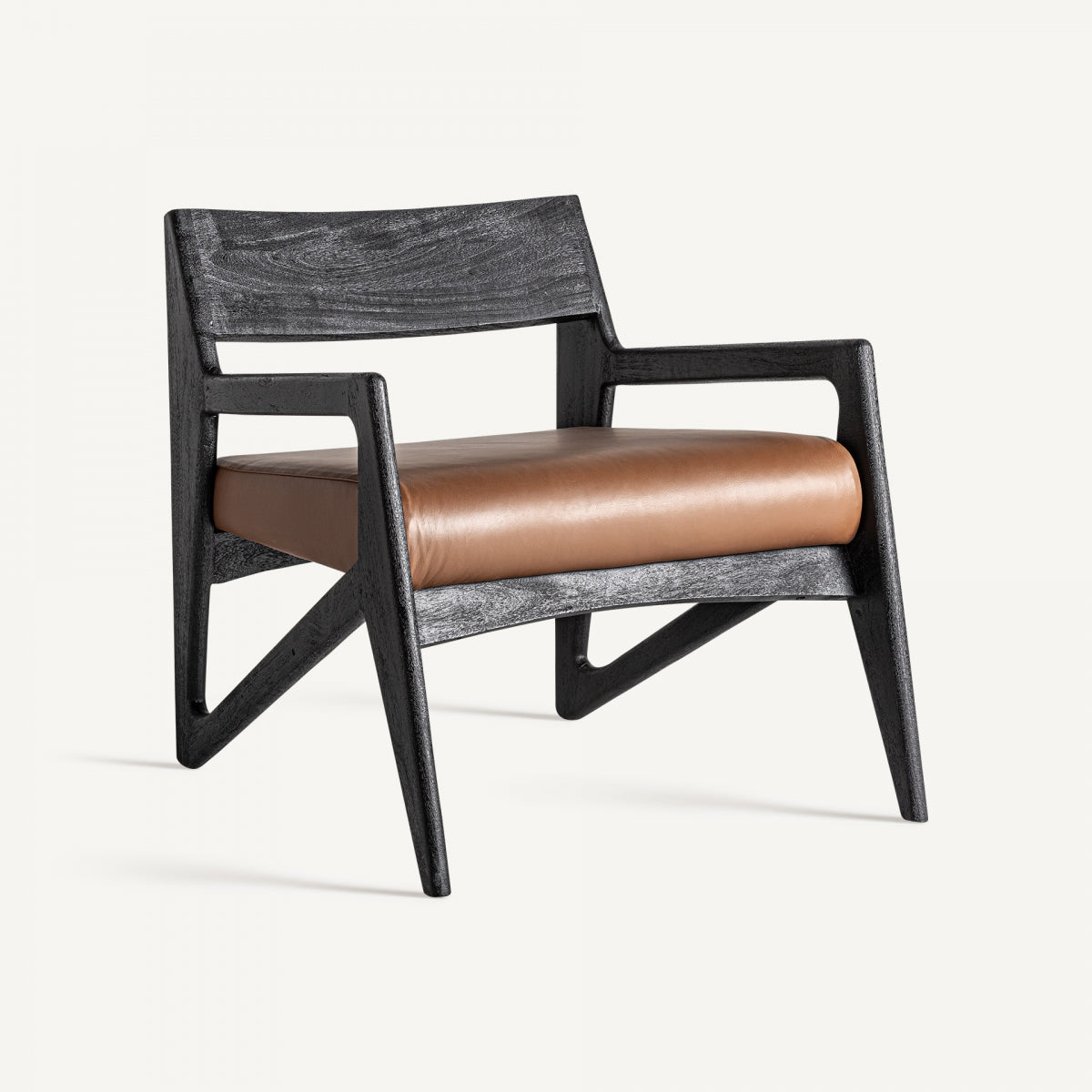 Fauteuil en cuir et bois d'acacia noir | VICAL Beslon