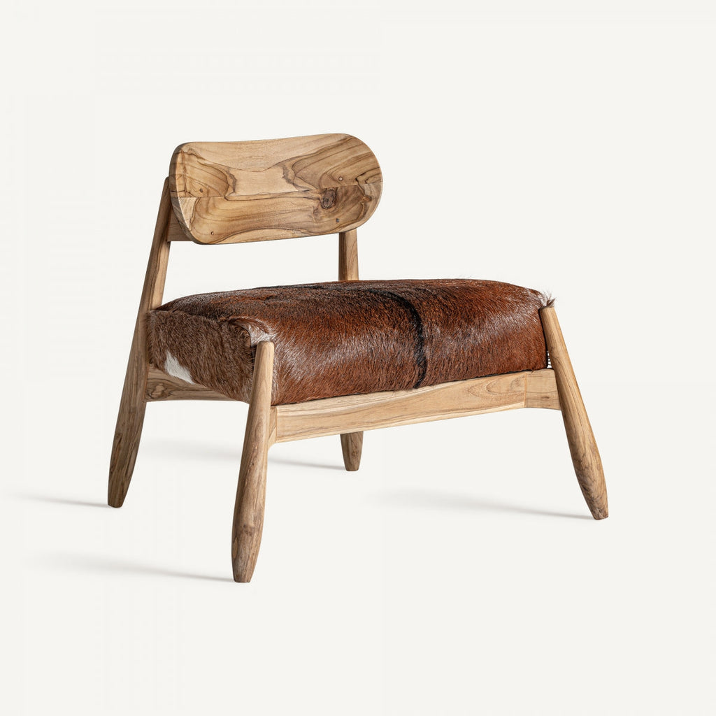 Fauteuil en teck et peau de chèvre | VICAL Payerne