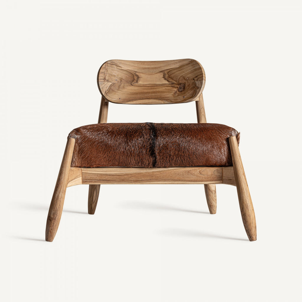 Fauteuil en teck et peau de chèvre | VICAL Payerne