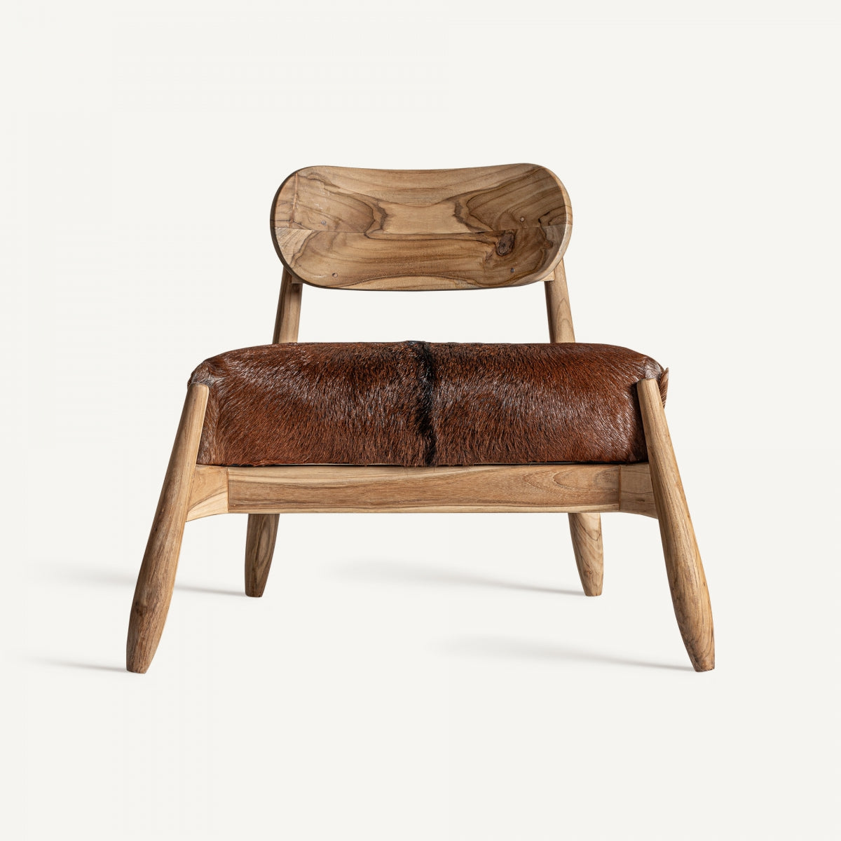 Fauteuil en teck et peau de chèvre | VICAL Payerne