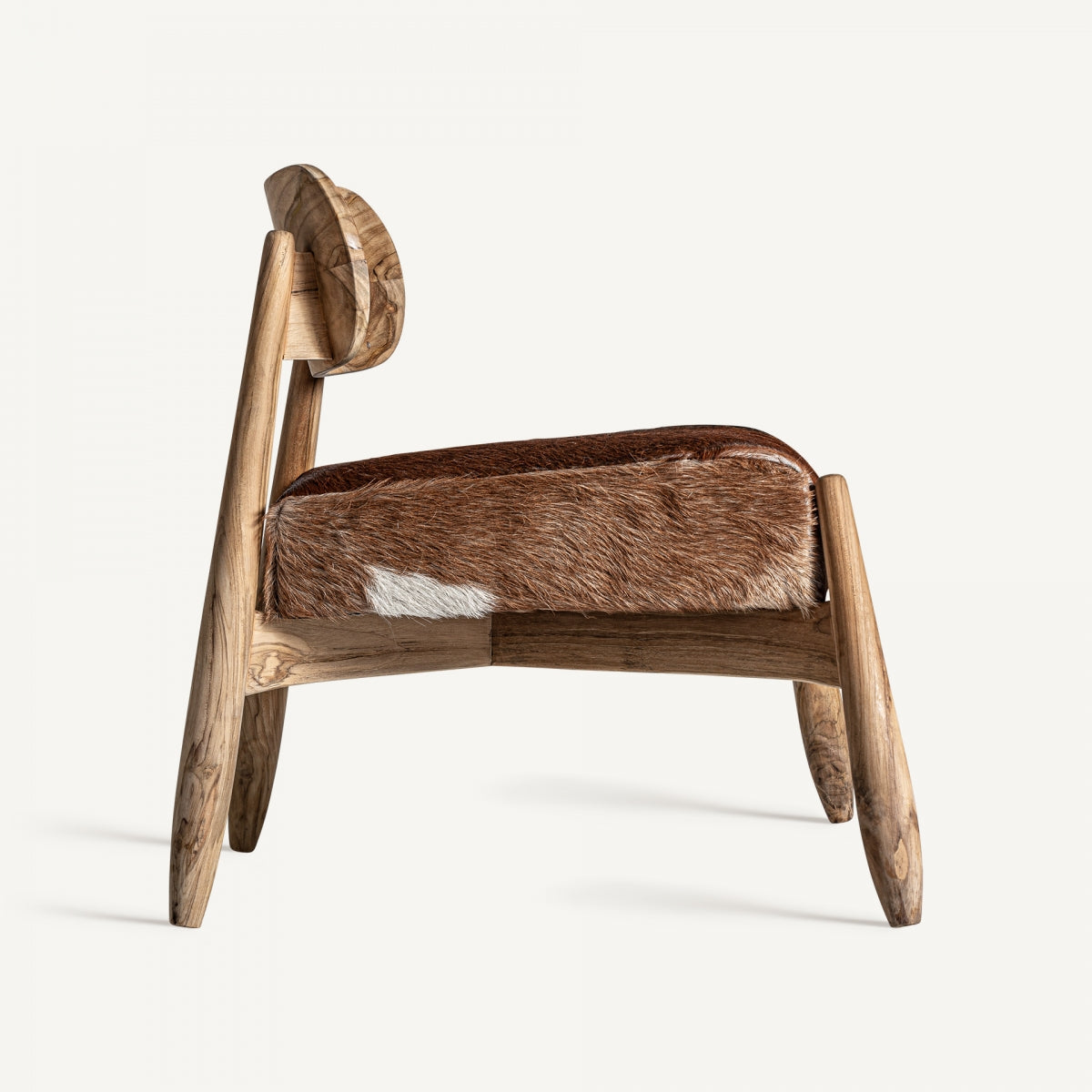Fauteuil en teck et peau de chèvre | VICAL Payerne