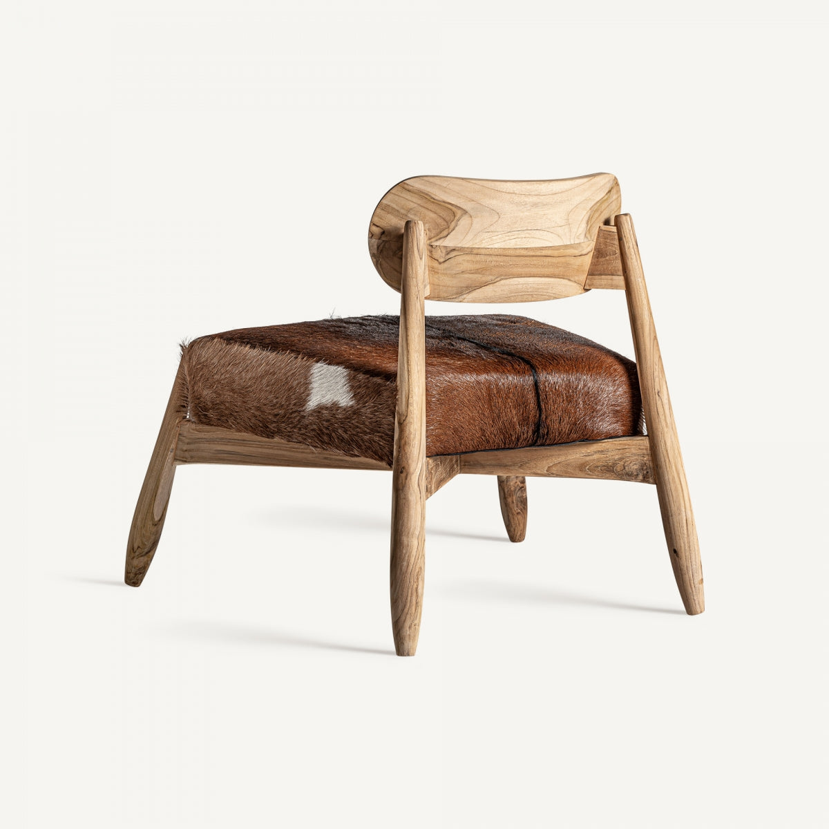 Fauteuil en teck et peau de chèvre | VICAL Payerne