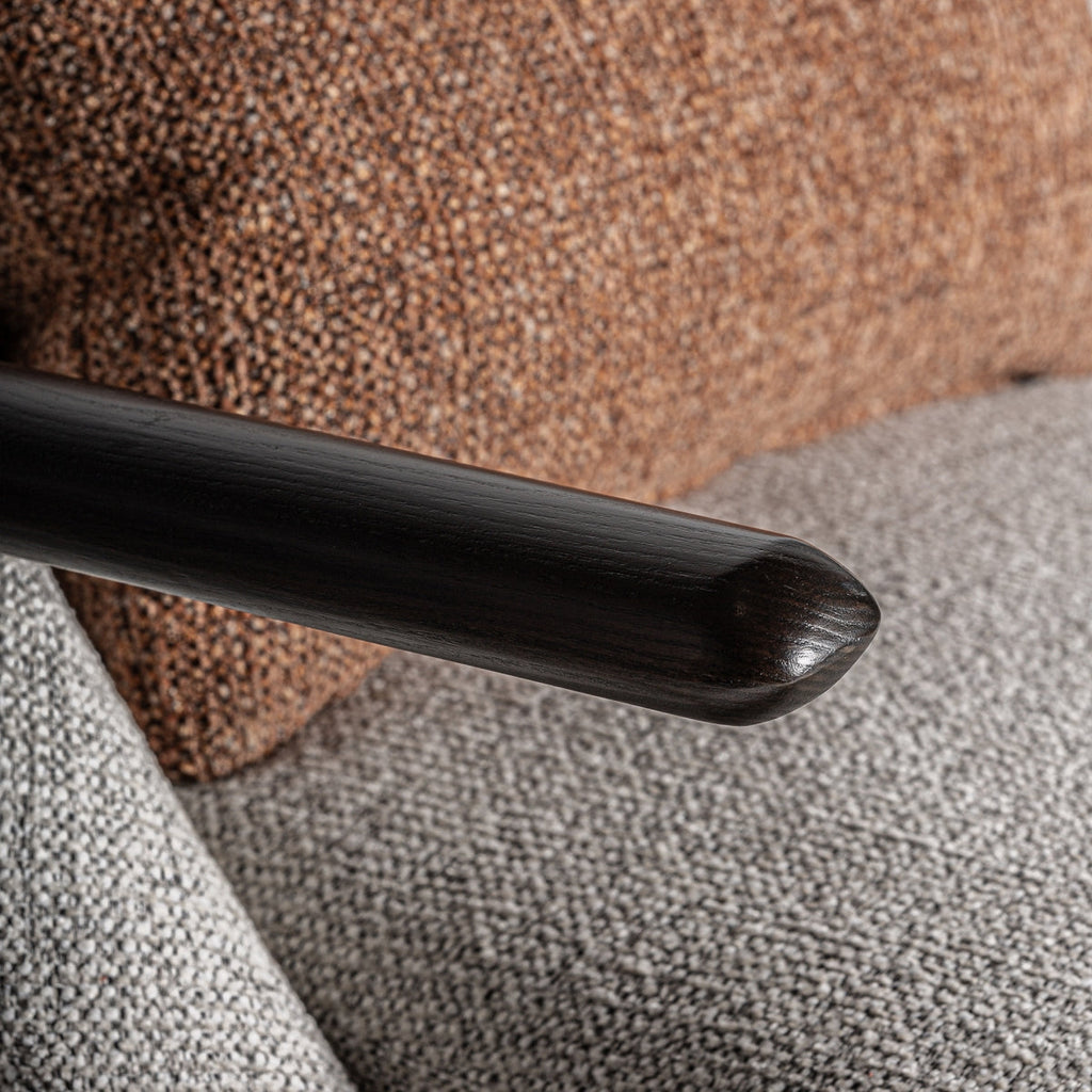 Fauteuil en tissu gris et bois de pin | VICAL Herzele