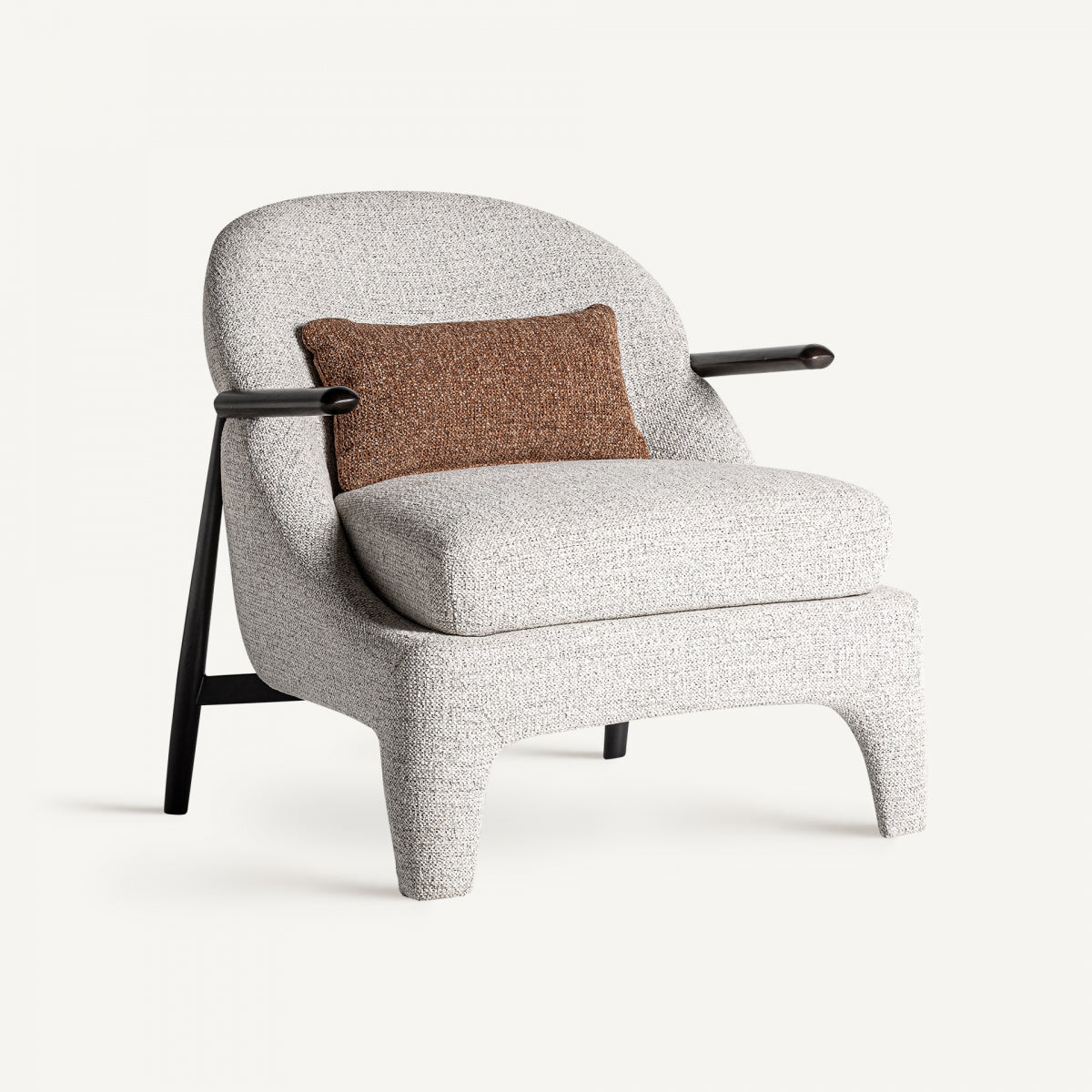 Fauteuil en tissu gris et bois de pin | VICAL Herzele