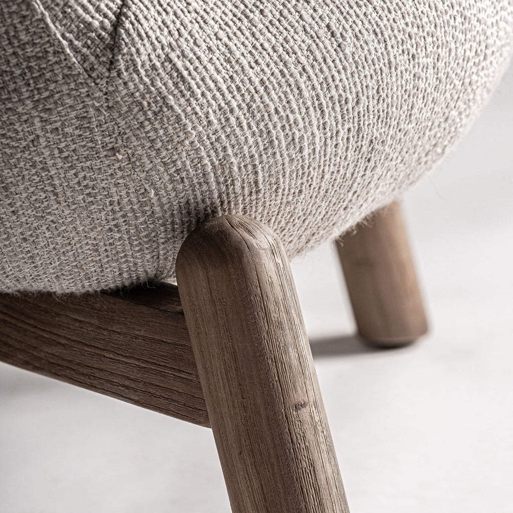 Fauteuil rond en tissu beige | Jacquard VICAL