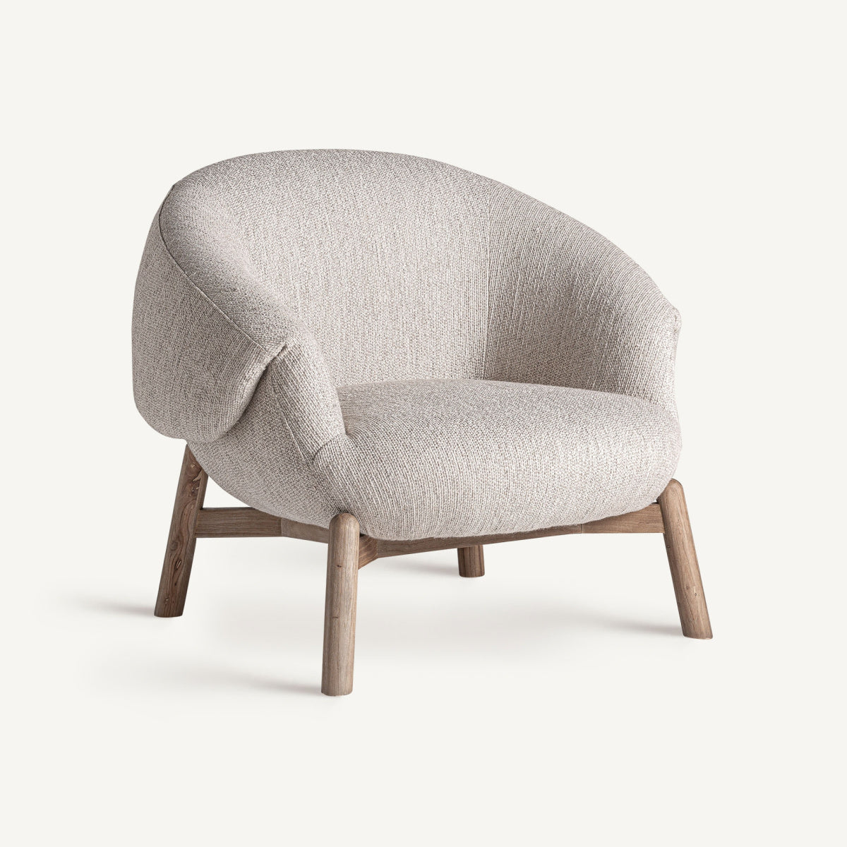 Fauteuil rond en tissu beige | Jacquard VICAL