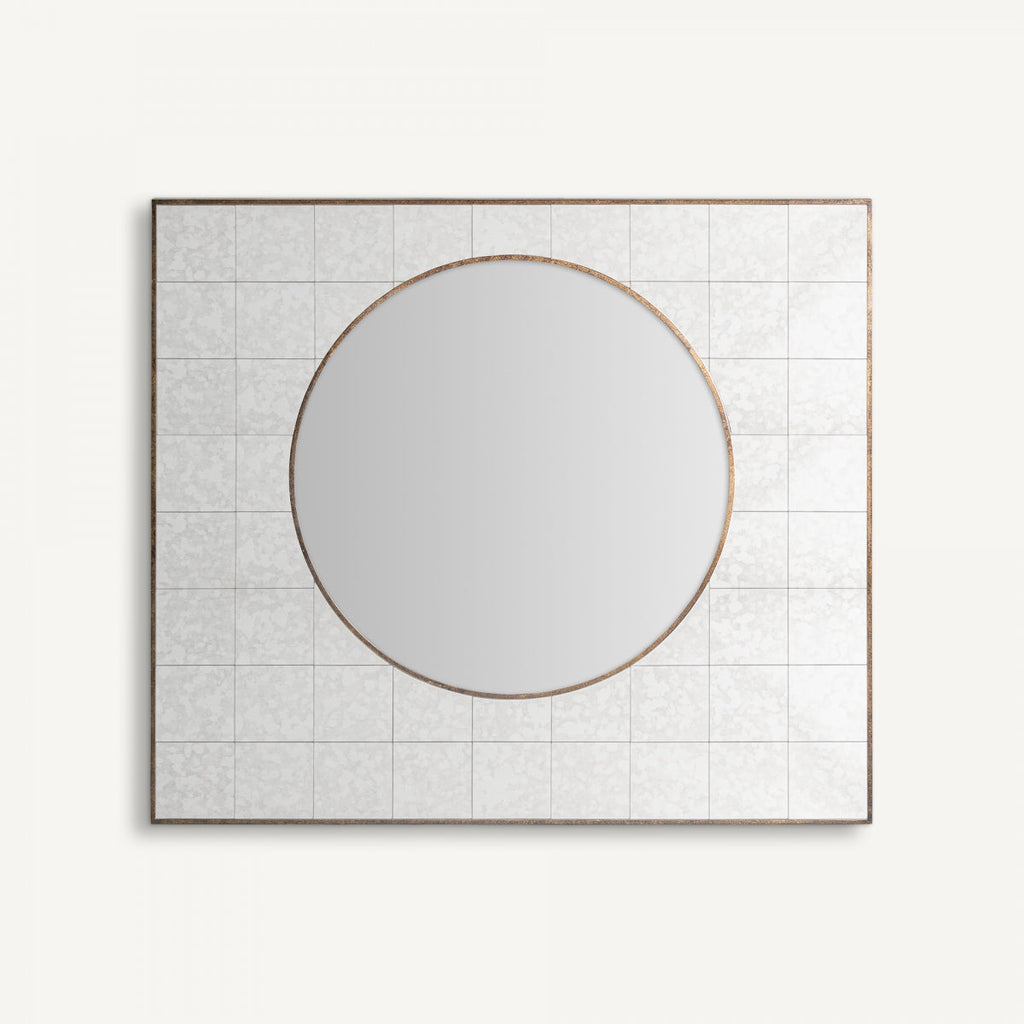 Miroir Art déco doré et blanc cassé | Vical Ublot