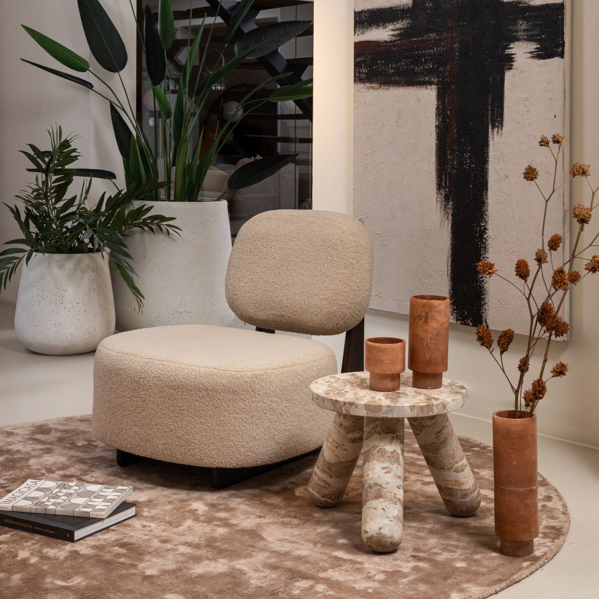 Fauteuil d'appoint en tissu rose brique | Dôme Déco Tate